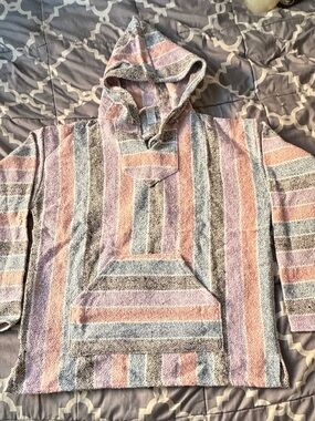 NWOT Mexican Baja Hoodie These traditional pullovers Lina Pastel Striped Woven